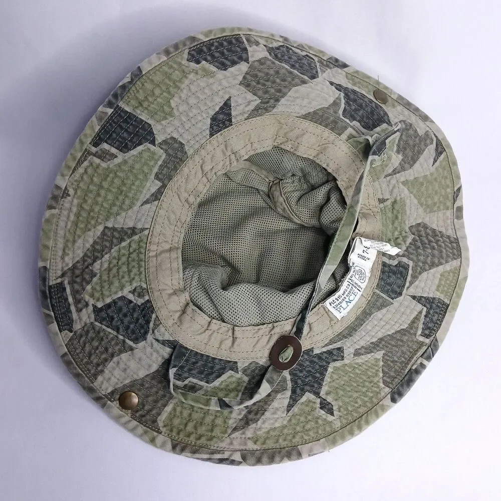 The Children's Place Bucket Hat Camo Pocket Snap Sides Chin Strap Youth 7 - 8